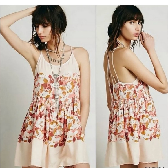 Free People Floral Voile Shortie Slip Trapeze Dress - Picture 1 of 4